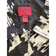 Load image into Gallery viewer, 212 Collection Womens Black White Paintbrush Sateen Zip Jacket Size SMALL Lined