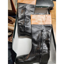 Load image into Gallery viewer, Ralph Lauren Jaden Black and Tan Riding Boot 6.5 With Polish, Brush &amp; Box