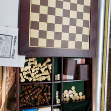 Load image into Gallery viewer, MOHEGAN SUN 5 in 1 Wood Game Set, Great Condition. Collectible High Roller Gift