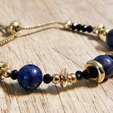 Load image into Gallery viewer, Hand Crafted Lapis Lazuli on 14k Yellow Gold Ipn Plated Stainless Steel Bolo...