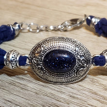 Load image into Gallery viewer, Blue Goldstone Oval &amp; Stainless Steel Bracelet