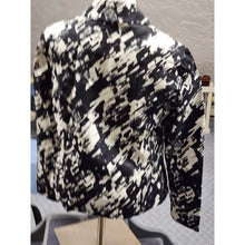 Load image into Gallery viewer, 212 Collection Womens Black White Paintbrush Sateen Zip Jacket Size SMALL Lined