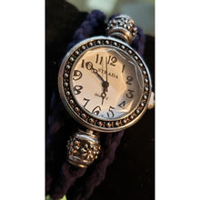 Load image into Gallery viewer, Genuine Navy Blue Leather Triple Wrap Strada Watch / Bracelet, Adjustable with Lobster Claw Clasp.