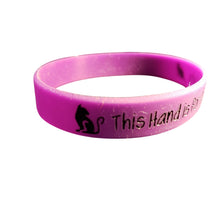 Load image into Gallery viewer, Dark Purple &quot;This Hand Is For Petting Cats&quot; Silicone Bracelet, Rubber Wristband