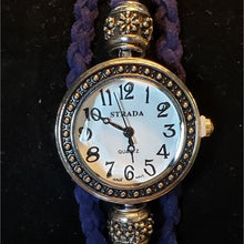 Load image into Gallery viewer, Genuine Navy Blue Leather Triple Wrap Strada Watch