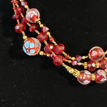 Load image into Gallery viewer, Hand Knotted Silk, Red Millefiori &amp; Czech Glass