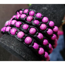 Load image into Gallery viewer, Purple Howlite in Nylon Triple/Quadruple Wrap Bracelet, 31" Length.