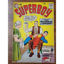 Load image into Gallery viewer, SUPERBOY #75 SEPT 1959 DC COMICS CLASSIC SPANKING COVER SUPERBABY KRYPTO G/VG