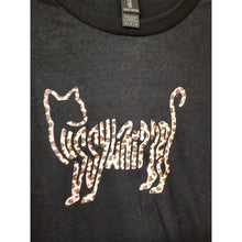 Load image into Gallery viewer, Medium "PussyWhipped" Cat Lover, Iron On Cheetah Gildan BLACK Cotton T-Shirt