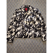 Load image into Gallery viewer, 212 Collection Womens Black White Paintbrush Sateen Zip Jacket Size SMALL Lined
