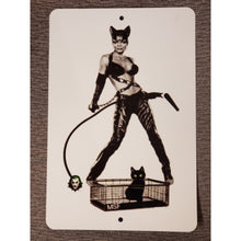 Load image into Gallery viewer, 8" x 12" Tin Sign Fan Art, Halle Berry Catwoman Inspired Scene By Franco Art