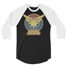 Load image into Gallery viewer, Heroine Addict (CAPTAIN MARVEL inspired Design) 3/4 Sleeve Raglan Shirt