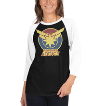 Load image into Gallery viewer, Heroine Addict (CAPTAIN MARVEL inspired Design) 3/4 Sleeve Raglan Shirt