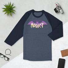 Load image into Gallery viewer, Heroine Addict (BATGIRL inspired Design) 3/4 Sleeve Raglan Shirt