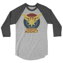 Load image into Gallery viewer, Heroine Addict (CAPTAIN MARVEL inspired Design) 3/4 Sleeve Raglan Shirt