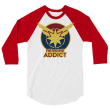 Load image into Gallery viewer, Heroine Addict (CAPTAIN MARVEL inspired Design) 3/4 Sleeve Raglan Shirt