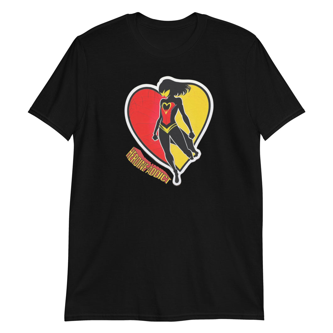 Hero in Heart, Heroine Addict (SPIDER-WOMAN inspired Design) Short-Sleeve Unisex T-Shirt