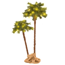 Load image into Gallery viewer, vidaXL Artificial Double Palm Tree with LEDs 35.4&quot;&amp;59.1&quot;