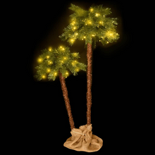 Load image into Gallery viewer, vidaXL Artificial Double Palm Tree with LEDs 35.4&quot;&amp;59.1&quot;