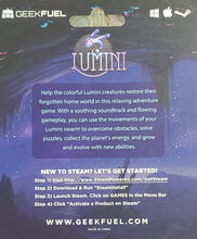 Load image into Gallery viewer, LUMINI - Steam Downloadable Game -Key Card, Geek Fuel Exclusive