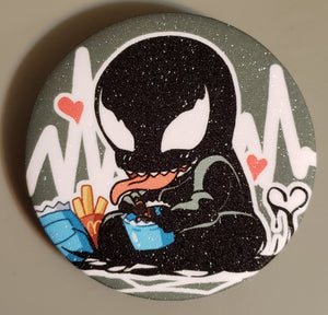 Venom "I'm Loving It" Anime Style, Glittered 2" Button Pin