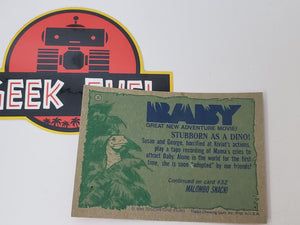 JURASSIC PARK inspired Geek Fuel Logo Sticker 2" x 4" with Vintage Trading Card 