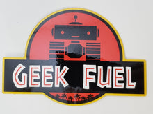 Load image into Gallery viewer, JURASSIC PARK inspired Geek Fuel Logo Sticker 2&quot; x 4&quot; with Vintage Trading Card 