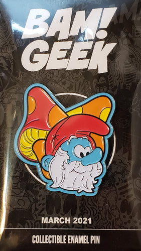 PAPA SMURF & SHROOMS Limited Enamel Pin by Tom Ryan. Bam! Box MAR '21 Exclusive