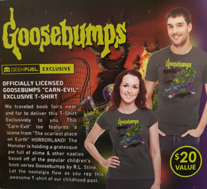 GOOSEBUMPS "CARN-EVIL" T Shirt ft Horrorland!, Geek Fuel Limited Edition Exclusive