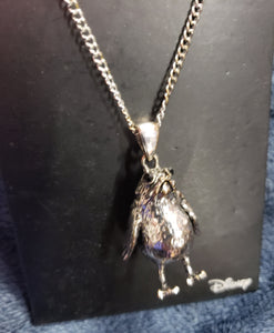 Disney STAR WARS Porg Charm (3D Metal) Long Necklace, Silver Tone