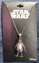 Load image into Gallery viewer, Disney STAR WARS Porg Charm (3D Metal) Long Necklace, Silver Tone