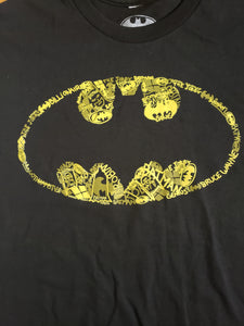 BATMAN, Graffiti in Classic Logo (Yellow on Black) Small T Shirt