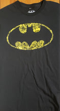 Load image into Gallery viewer, BATMAN, Graffiti in Classic Logo (Yellow on Black) Small T Shirt