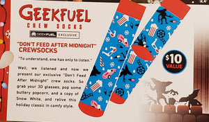 GREMLINS "Don't Feed After Midnight" Sz 10-13 Crew Socks - Geek Fuel Exclusive