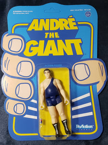 ANDRE THE GIANT  "WWE, MOC Singlet", Super7 x Funko, 4" Wrestling ReAction Figure. Crease on Cardboard