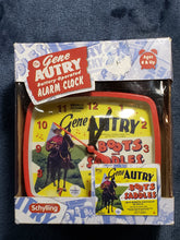 Load image into Gallery viewer, Gene Autry Battery Operated Alarm Clock Boots &amp; Saddles By Schilling 2004