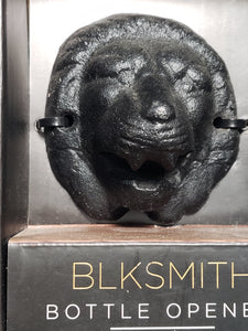 BLKSMITH Bottle Opener LION HEAD Cast Iron Black Finish (Wall Mount)