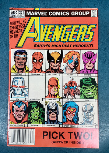 Avengers #221 She Hulk & Hawkeye Join Avengers MARVEL COMICS 1982 Key Comic G/VG