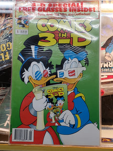 Disney's COMICS in 3-D #1 ~ Polybagged with glasses. VG/VF Comic Book, Scrooge