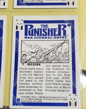 Load image into Gallery viewer, 1992 MARVEL: THE PUNISHER: WAR JOURNAL ENTRY, Complete 90 card set VF/NM with 6 Bonus Chase Cards.
 