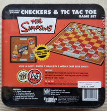 Load image into Gallery viewer, THE SIMPSONS 2007 Checkers &amp; Tic-Tac-Toe Game Set. Duff Beer Cap Pieces, Sealed