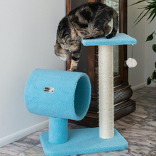 Load image into Gallery viewer, Armarkat Sky Blue 25&quot; Real Wood Cat Tree With Scratcher And Tunnel for Privacy And Hiding, B2501