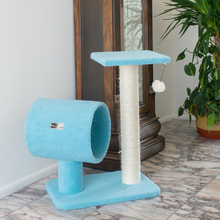 Load image into Gallery viewer, Armarkat Sky Blue 25&quot; Real Wood Cat Tree With Scratcher And Tunnel for Privacy And Hiding, B2501