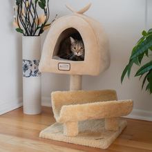 Load image into Gallery viewer, Armarkat X3007 Real Wood Cat Condo, Cat Scratching Post With Plush Condo, Cuddle