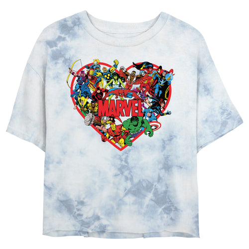 Junior's Marvel Marvel Hero Heart Bombard Tie-Dye T-Shirt