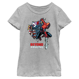 Girl's Marvel Spider-Man Beyond Amazing WEB COMIC HALF T-Shirt