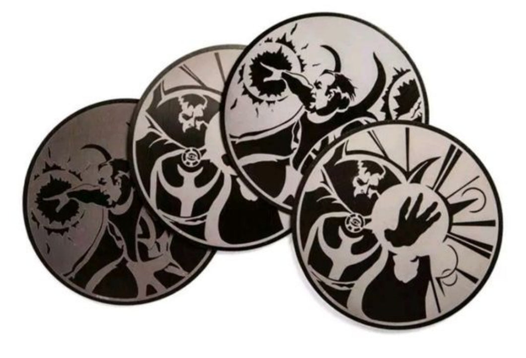 Marvel DOCTOR STRANGE Stainless Steel Metal Coaster Set. Loot Crate Goods & Gear