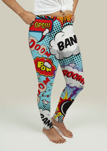 Leggings with Comic Speech Bubbles,  available in multiple sizes