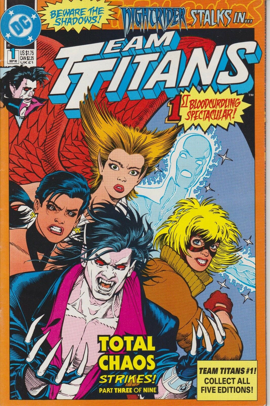 Team Titans Comic Book #1 Modern Age First Print 1992 Total Chaos 3/9 VG/VF DC